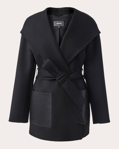Mackage Azra Double-face Wool Wrap Coat In Black