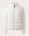 Mackage Oceanie Knit Sleeve 800 Fill Power Down Puffer Jacket In White