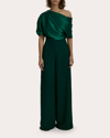 Amsale One Shoulder Wide Leg Jumpsuit In Green