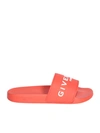 Givenchy Logo-embossed Rubber Slides In Orange