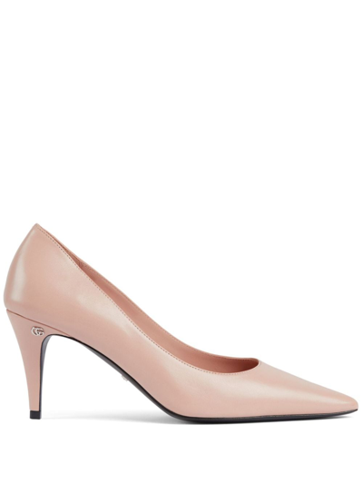 Gucci Pointed-toe Leather Pumps In White