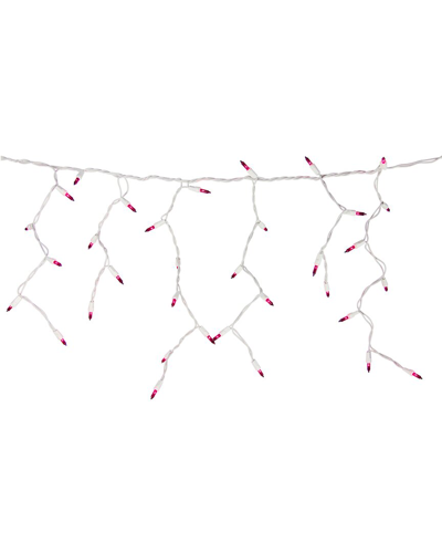 NORTHERN LIGHTS NORTHLIGHT 100 COUNT PINK MINI ICICLE CHRISTMAS LIGHTS - 3.5FT WHITE WIRE