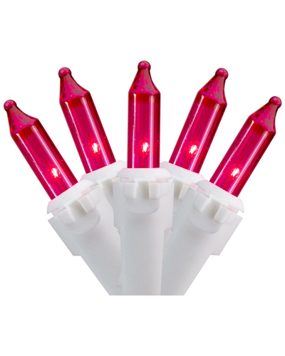 NORTHERN LIGHTS DISCONTINUED NORTHLIGHT 100-COUNT PINK MINI CHRISTMAS LIGHTS - 20.25FT WHITE WIRE