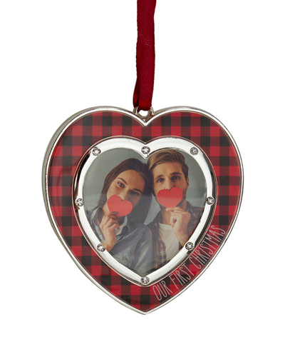 Northern Lights Northlight 3in Silver Plated Buffalo Plaid Heart Shaped Picture Frame Christmas Ornament In Red