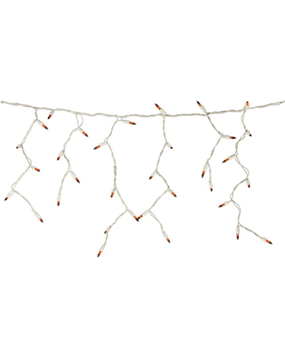 Northern Lights Northlight 100 Count Orange Mini Icicle Christmas Lights - 3.5ft White Wire In Purple