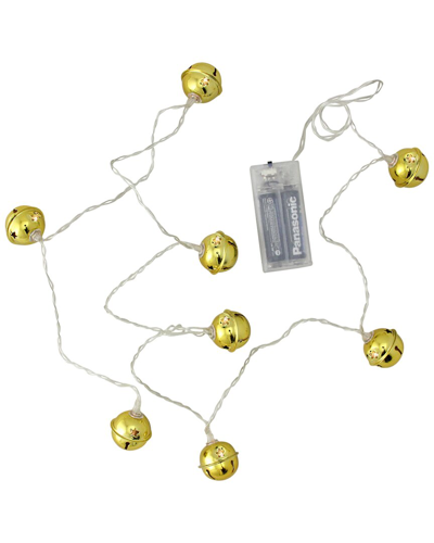 Northern Lights Northlight 8 Battery Operated Gold Led Jingle Bell Christmas Lights - Clear Wire