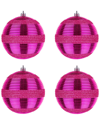 FIRST TRADITIONS FIRST TRADITIONS SET OF 4 PINK BALL SHATTERPROOF BAUBLE CHRISTMAS ORNAMENTS