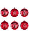 FIRST TRADITIONS FIRST TRADITIONS SET OF 6 RED BALL SHATTERPROOF BAUBLE CHRISTMAS ORNAMENTS