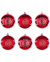 First Traditions Set Of 6 10in Red Ball Shatterproof Bauble Ornaments In Red
