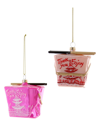 Cody Foster & Co. Chinese Take Out Box Pink Set Of 2 Ornaments In Pink