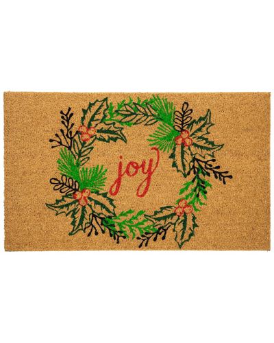 NORTHLIGHT DISCONTINUED NORTHLIGHT NATURAL COIR JOY WREATH CHRISTMAS DOORMAT