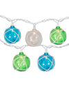 Northlight 10ct White Twine Wrapped Multi-color Ball 8.5ft Green Wire String Lights