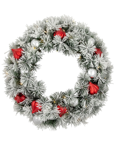 Northlight 24in Pre-lit Snowy Bristle Pine Christmas Wreath
