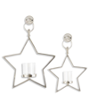 K & K Interiors Set Of 2 Metal Star Hurricane Candleholders In Silver