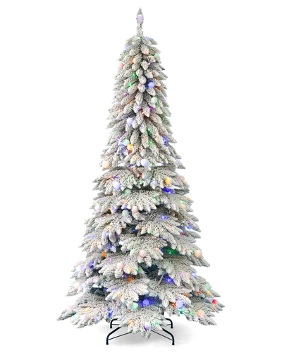 Seasonal Decor Snow Kissed Pine 7.5' Pre-lit Flocked Pvc Full Tree