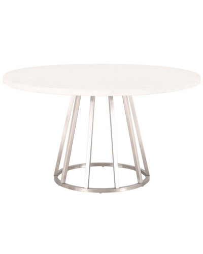 Essentials For Living Turino 54in Round Dining Table Carrera Top In White