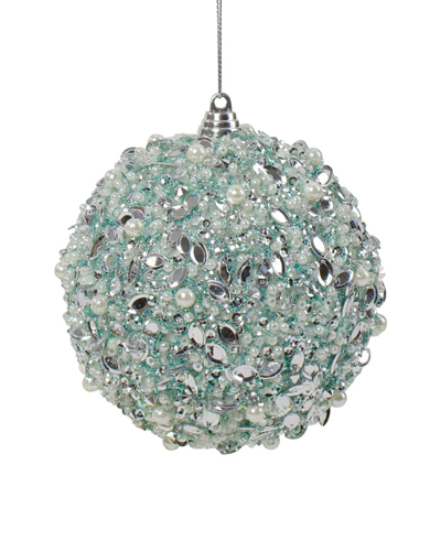 Northern Lights Northlight 3.5in Green Glitter And White Beads Shatterproof Christmas Ball Ornament