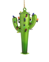 NORTHERN LIGHTS NORTHLIGHT 5.5IN GREEN CACTUS WITH RETRO LIGHT STRING GLASS CHRISTMAS ORNAMENT