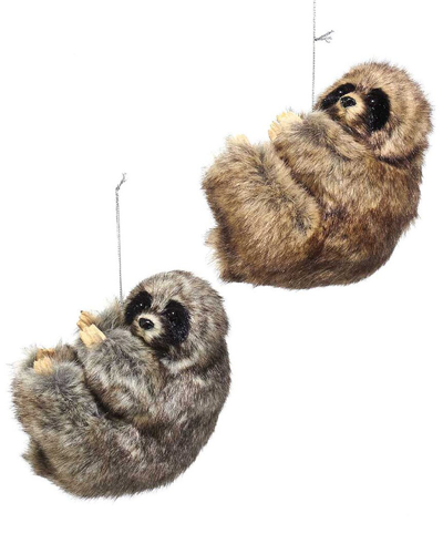 Kurt Adler 4in Sloth Christmas Ornaments (2 Assorted) In Multicolor