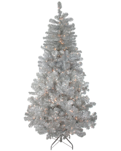 Northlight 7.5ft Pre-lit Full Metallic Tinsel Artificial Christmas Tree