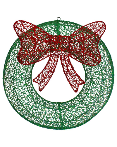 Northlight 24in Led Lighted Glitter Wreath With Bow