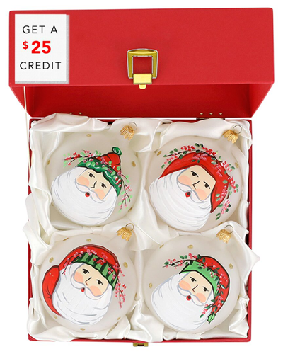 Vietri Old St. Nick Assorted Christmas Ornaments, Set Of 4 In Red