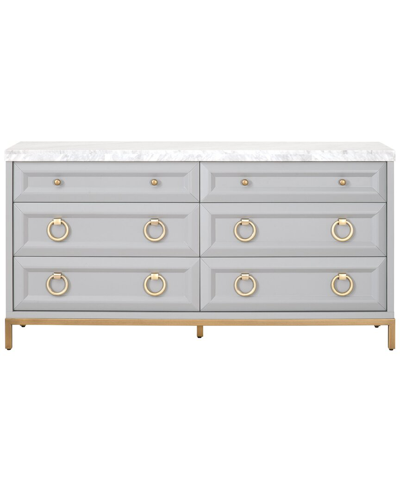 Essentials For Living Azure Carrera 6-drawer Double Dresser In Grey