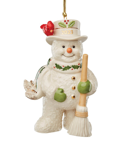 Lenox 2023 Snowman With Broom Ornament In White