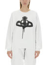 Vivienne Westwood Graphic Print Oversize Cotton Sweatshirt In White