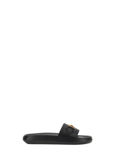 Versace Slide Sandal In Black