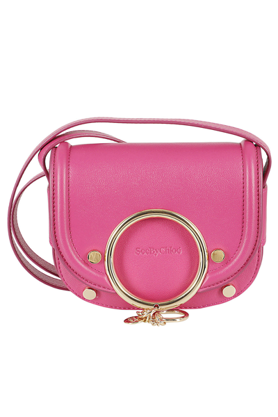 See By Chloé Mara Leather Saddle Bag In Magnetic Pink