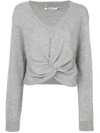 Alexander Wang T Twist Front Wool & Cashmere Sweater In Grigio