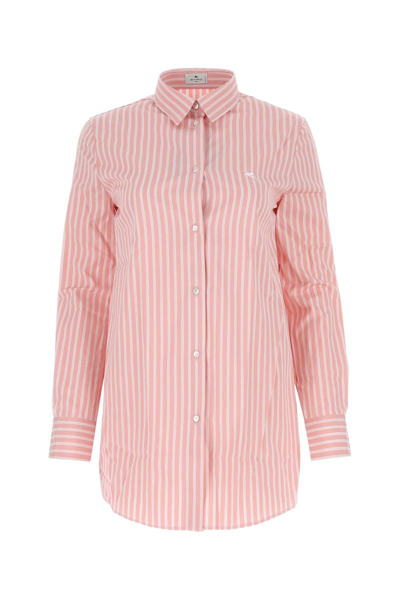 Etro Embroidered-logo Striped Shirt In Pink