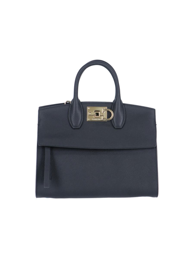 Ferragamo "studio Soft" Midi Handbag In Black  