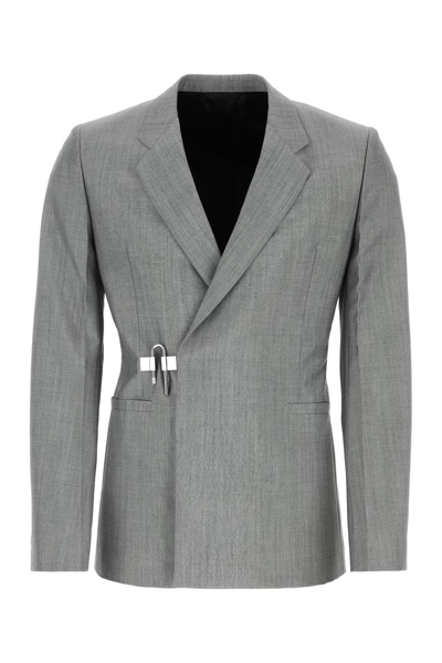 Givenchy Grey Padlock Blazer In Black/white