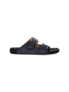 Isabel Marant Round Toe Suede Slip-ons With Logoed Metal Buckle In Black
