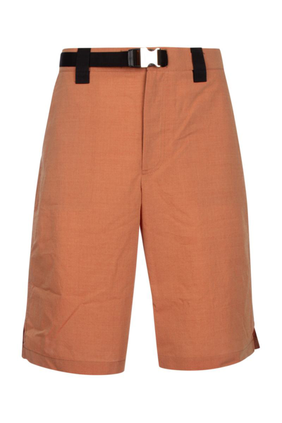 Jacquemus Slit Hem Belted Shorts With Back Pocket In Brown