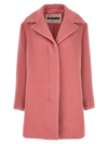 Jil Sander Brushed Knee-length Coat In Pink