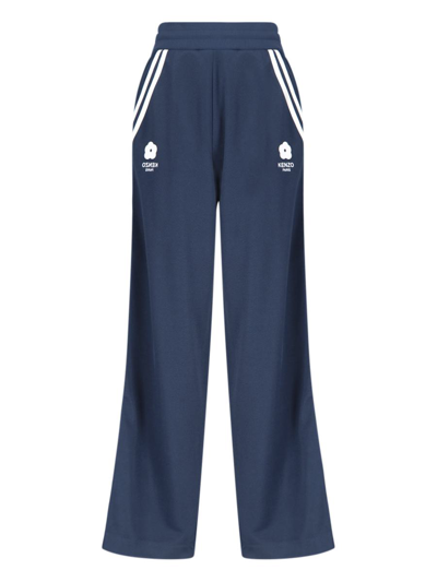 Kenzo Floral Trim Track Pants In Bleu Nuit