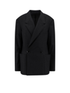 Lemaire Double-breasted Wool-blend Blazer In Black