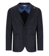 Manuel Ritz Blue Tartan Single Breasted Jacket In Blue