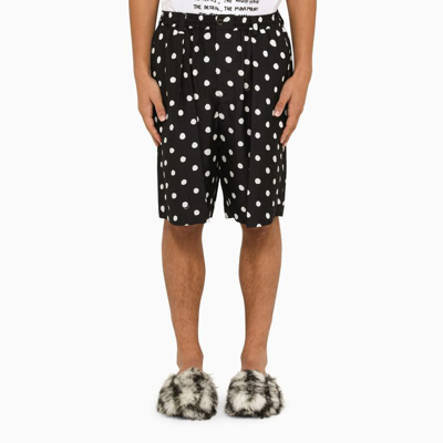 Marni Polka Dot-print Pleated Bermuda Shorts In Black
