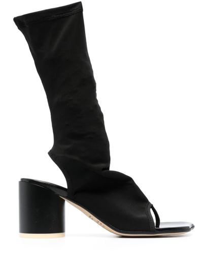 Mm6 Maison Margiela Open Toe Sock Boot In Black