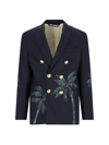 Palm Angels Palms Classic Double Breasted Jacket In Blue