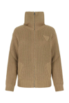Prada Alpaca Cable Knit Cardigan In Beige O Tan