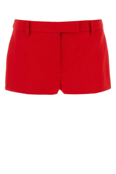 Prada Drill Mini Shorts In Red