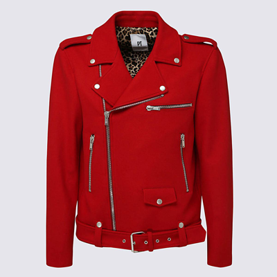 Pt Torino Red Virgin Wool Casual Jacket In Rosso Cardinale