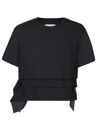Sacai Black Suiting T-shirt In 001 Black