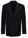 Tagliatore Brooch-detail Blazer In Blue
