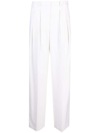 Theory High-waist Pleated Tailored Trousers In Ivory